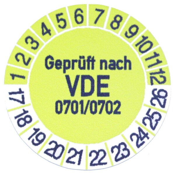 24 x Prüfplaketten / Gelb / Geprüft nach VDE 0701/0702...